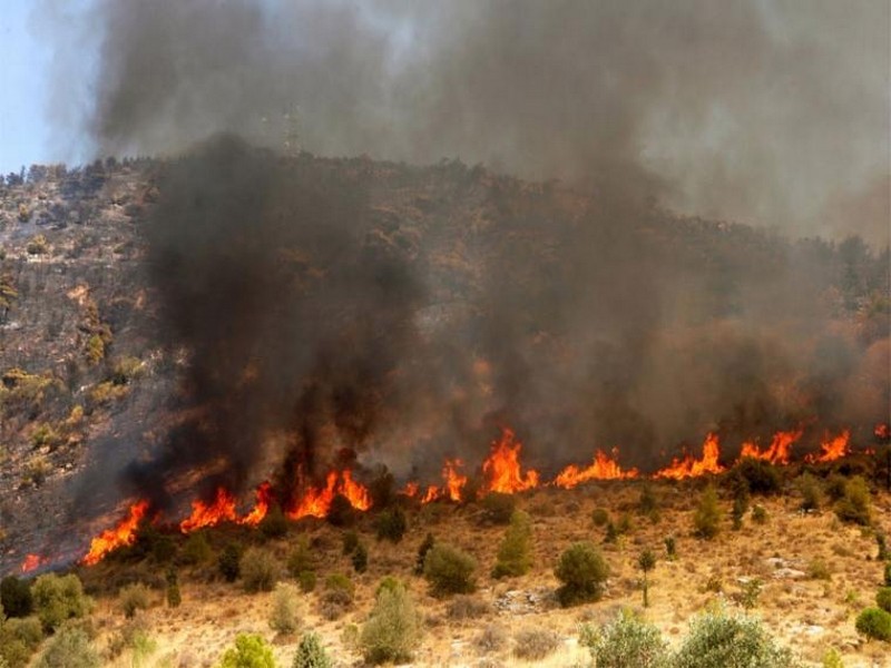Σε ύφεση η φωτιά στη Βόνιτσα / Μεγάλο το ενδιαφέρον του Κώστα Καραγκούνη
